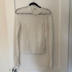 Free People Sheer Lace Long-Sleeve Top - White
